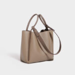 Women's Split Cowhide Leather Stitching Bucket Handbags