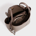 Women's Split Cowhide Leather Stitching Bucket Handbags