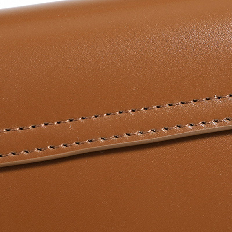 Women's Split Leather Minimalist Oval Flap Lock Crossbody Shoulder Saddle Handbag