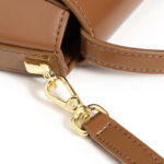 Women's Split Leather Minimalist Oval Flap Lock Crossbody Shoulder Saddle Handbag