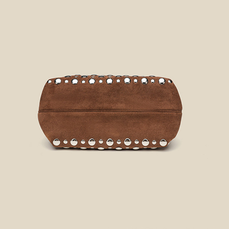 Women's Suede Dot Studded Hobo Shoulder Bag