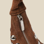 Women's Suede Dot Studded Hobo Shoulder Bag