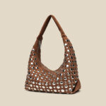 Women's Suede Dot Studded Hobo Shoulder Bag