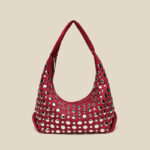 Women's Suede Dot Studded Hobo Shoulder Bag