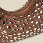 Women's Suede Dot Studded Hobo Shoulder Bag