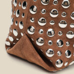Women's Suede Dot Studded Hobo Shoulder Bag