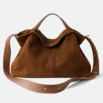 Women's Suede Leather Minimalist Zipper Closure Shoulder Crossbody Handbag