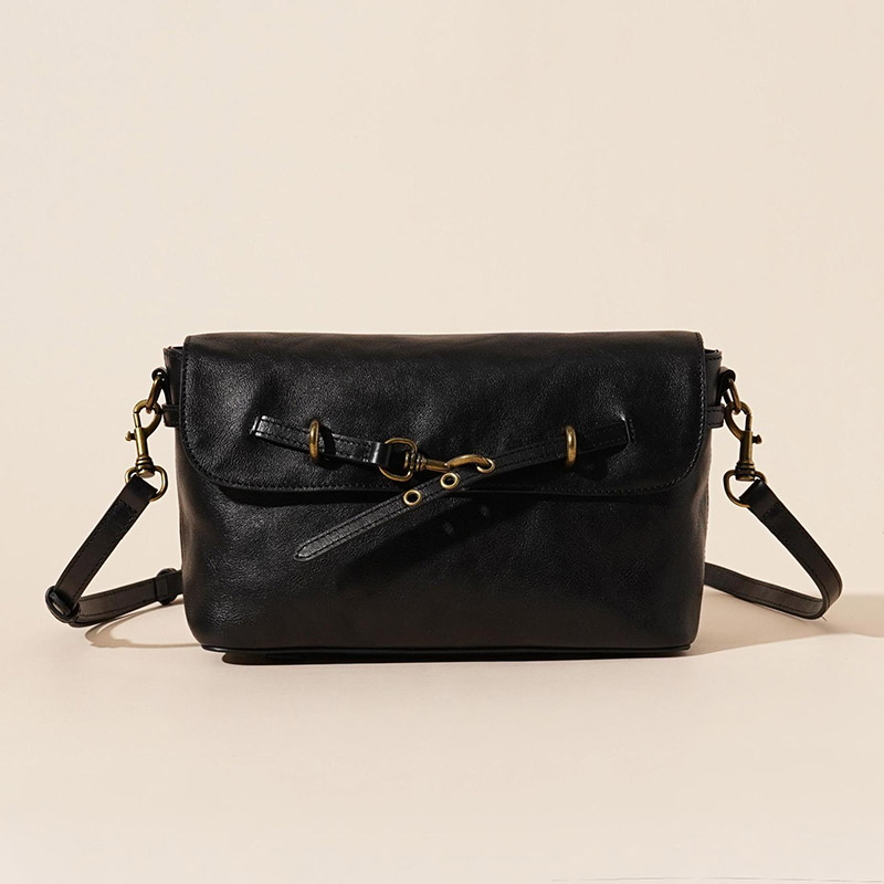 Sac à bandoulière à boucle en cuir de grain supérieur pour femmes