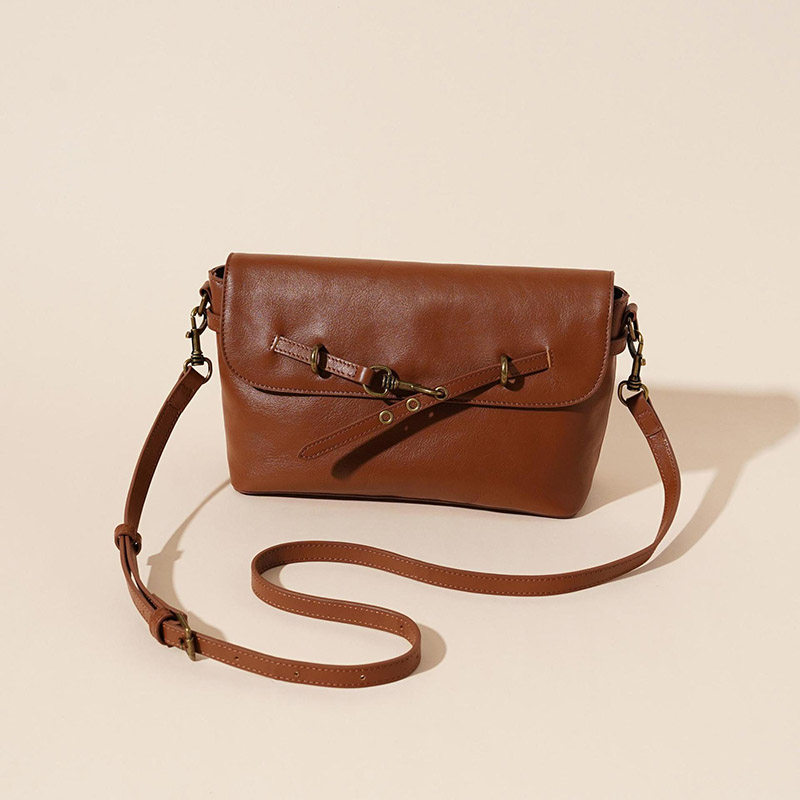 Sac à bandoulière à boucle en cuir de grain supérieur pour femmes