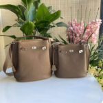 Women's Top-Grain Leather Vintage Drawstring Buckle Shoulder Crossbody Bucket Bag