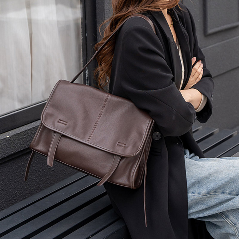 Sac à bandoulière vintage en cuir d'agneau pour femmes