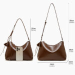 Sac à bandoulière en cuir vintage à coussin pour femmes, avec accessoires en argent