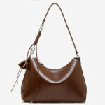 Sac à bandoulière en cuir vintage à coussin pour femmes, avec accessoires en argent
