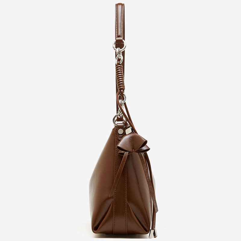 Sac à bandoulière en cuir vintage à coussin pour femmes, avec accessoires en argent