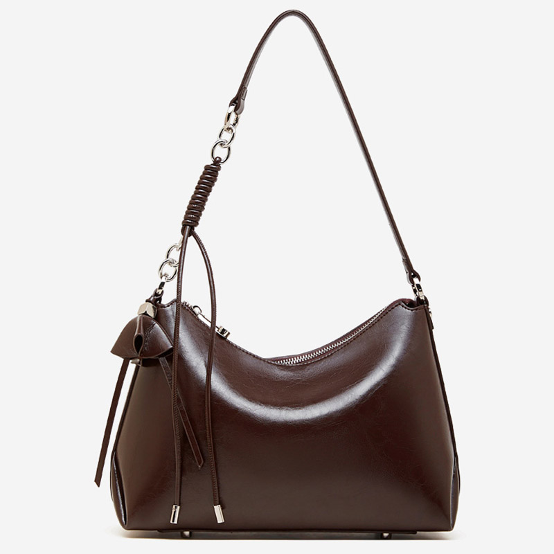 Sac à bandoulière en cuir vintage à coussin pour femmes, avec accessoires en argent
