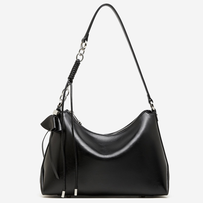 Sac à bandoulière en cuir vintage à coussin pour femmes, avec accessoires en argent