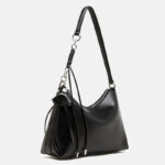 Sac à bandoulière en cuir vintage à coussin pour femmes, avec accessoires en argent