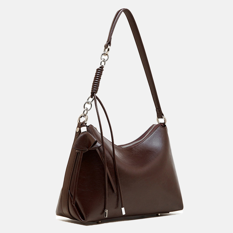 Sac à bandoulière en cuir vintage à coussin pour femmes, avec accessoires en argent