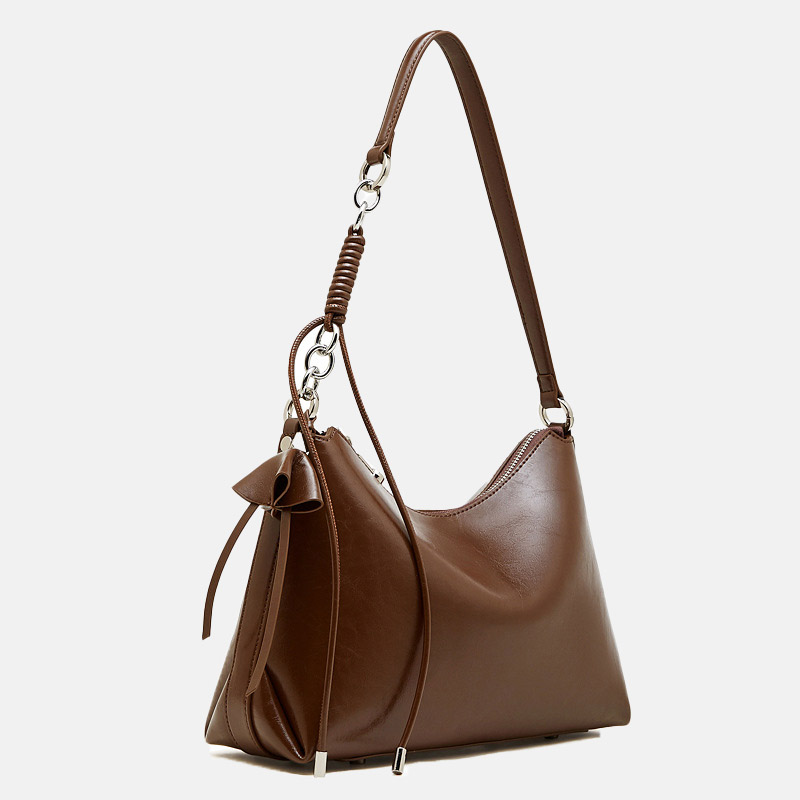 Sac à bandoulière en cuir vintage à coussin pour femmes, avec accessoires en argent