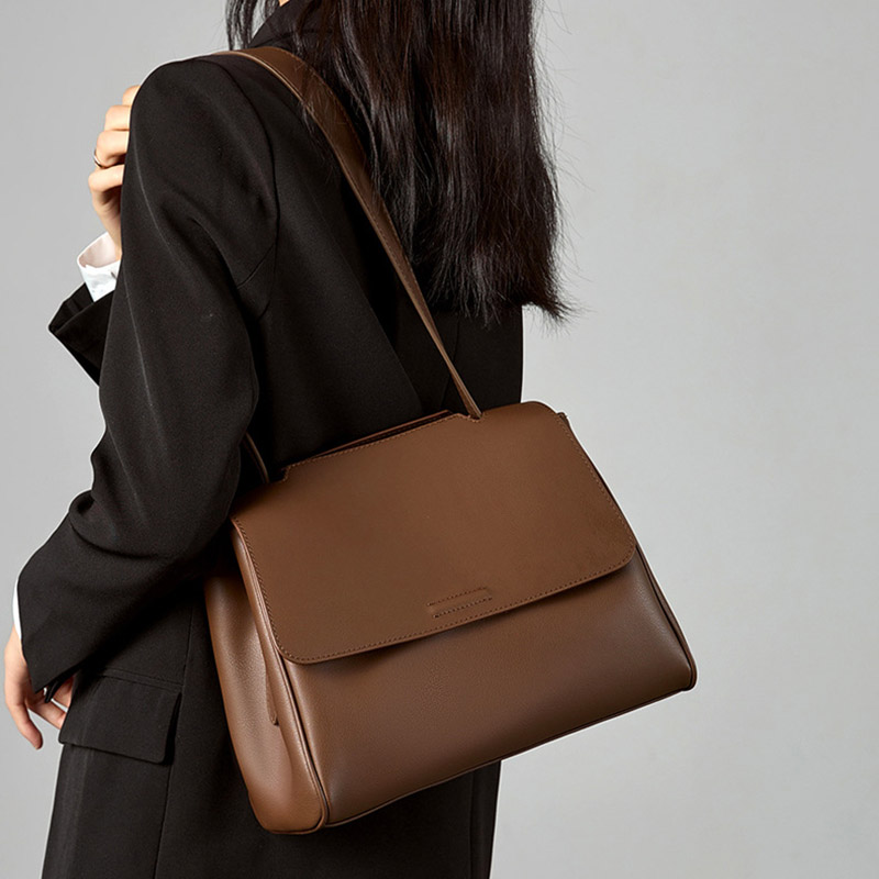 Vintage Split Cowhide Leather Crossbody Shoulder Flap Top Handle Satchel Bag