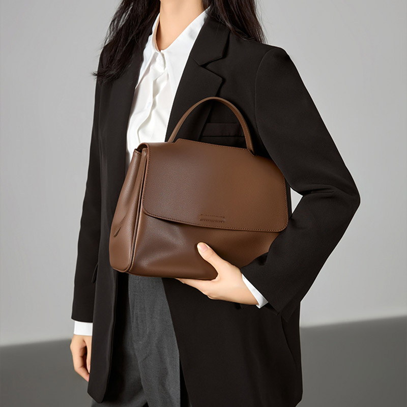 Vintage Split Cowhide Leather Crossbody Shoulder Flap Top Handle Satchel Bag