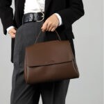 Vintage Split Cowhide Leather Crossbody Shoulder Flap Top Handle Satchel Bag