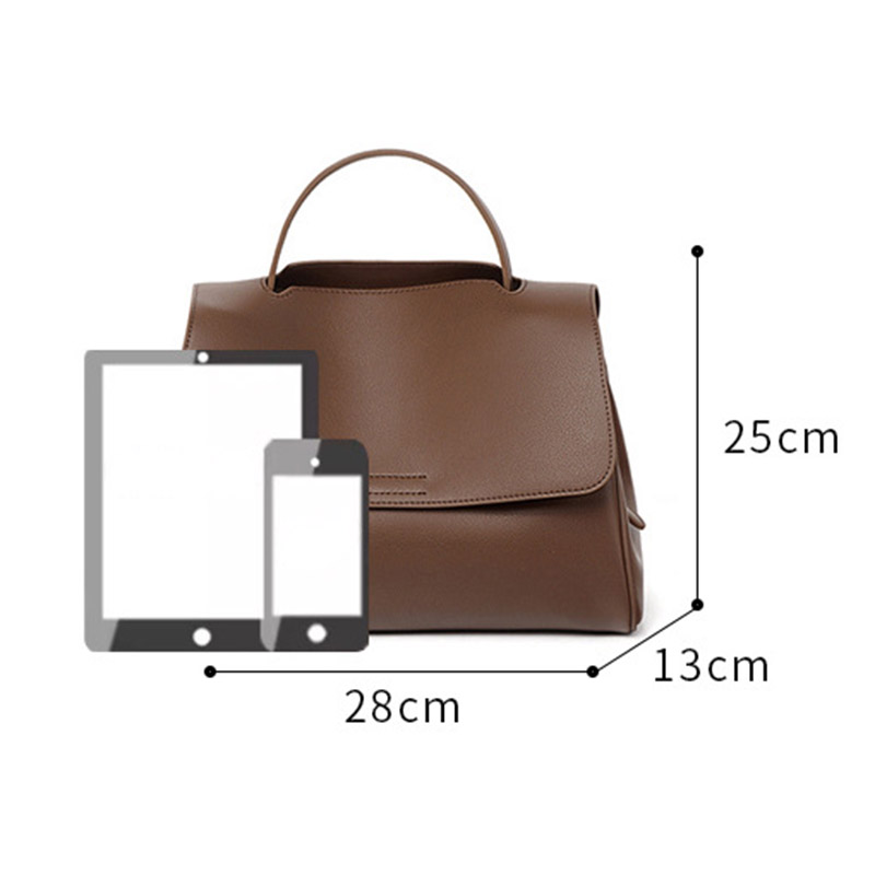 Vintage Split Cowhide Leather Crossbody Shoulder Flap Top Handle Satchel Bag