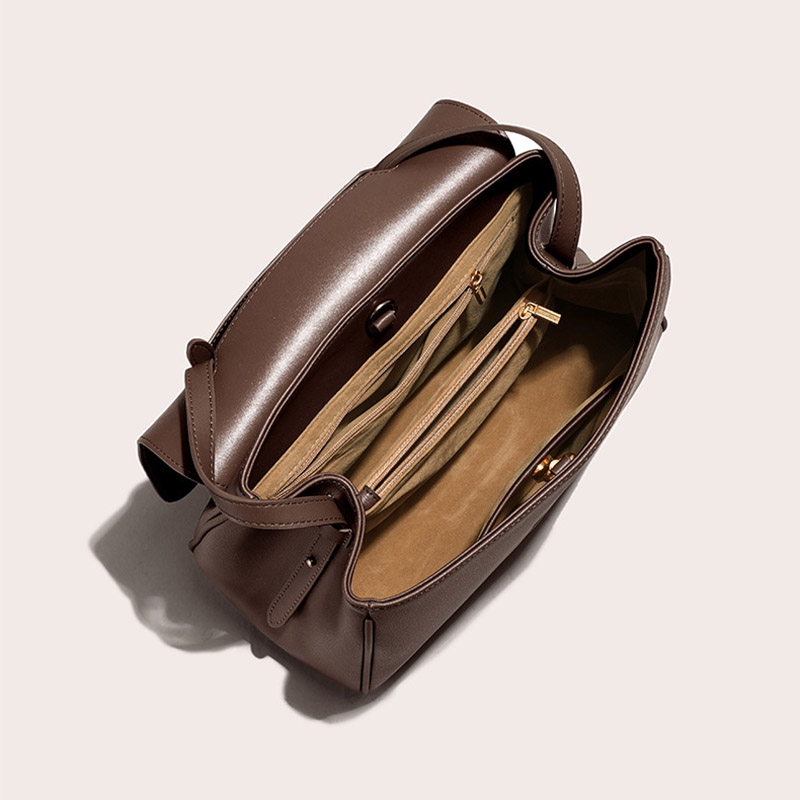 Vintage Split Cowhide Leather Crossbody Shoulder Flap Top Handle Satchel Bag