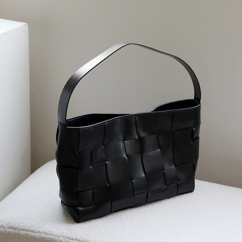 Women's Woven Top-Grain Leather Shoulder Bag