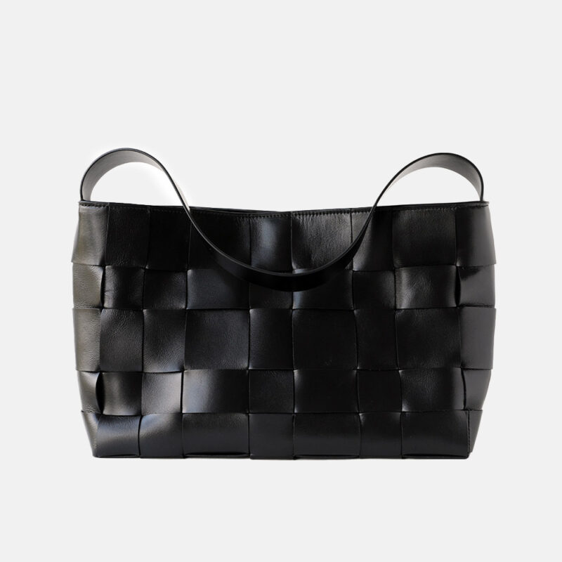 Women's Woven Top-Grain Leather Shoulder Bag