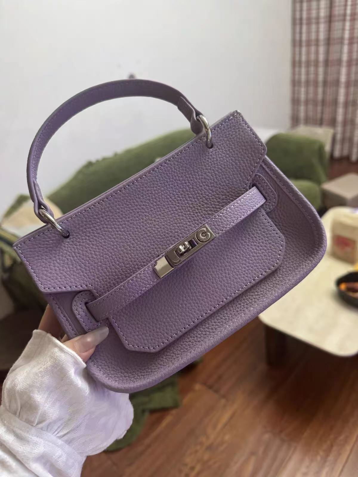 Damen Echtes Leder Kordelzug Schnalle Crossbody Schulter Handtasche photo review