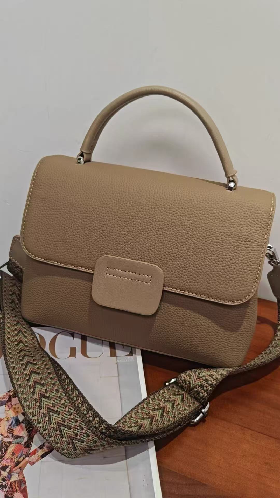Women's Full-Grain Leather Flap Top Handle Crossbody Shoulder Bag photo review