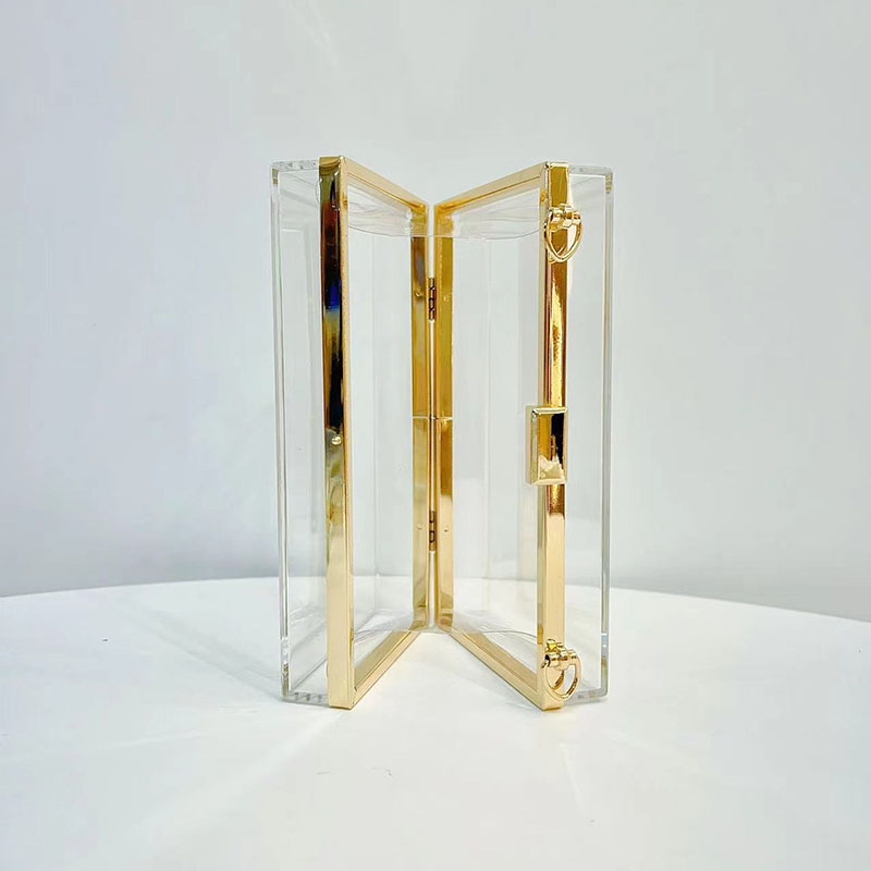 Women's Acrylic Clear Box Chain Clutch Bag Stadium Approved