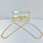Women's Acrylic Clear Box Chain Clutch Bag Stadium Approved