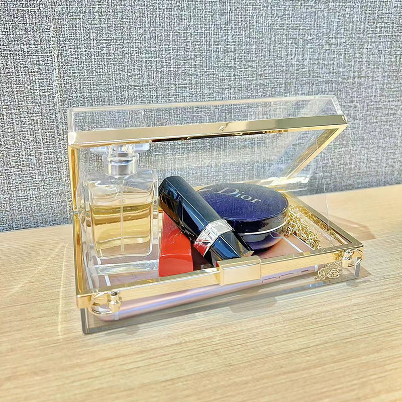 Women's Acrylic Clear Box Chain Clutch Bag Stadium Approved