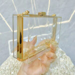 Women's Acrylic Clear Box Chain Clutch Bag Stadium Approved