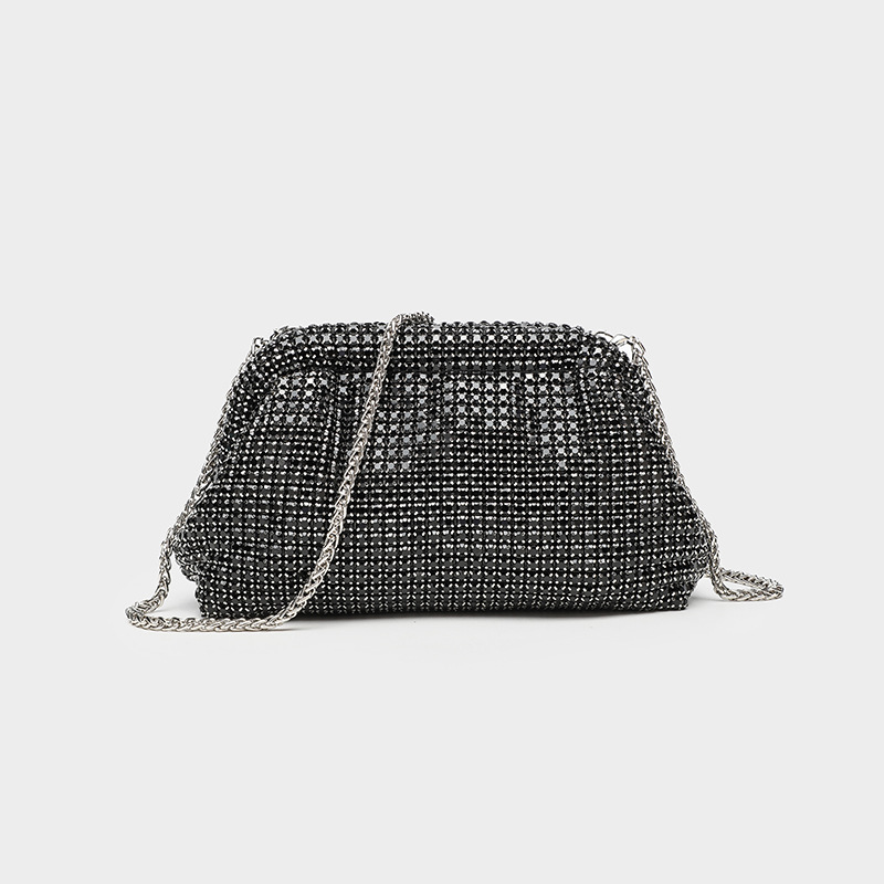 Women's All Over Rhinestone Evening Crossbody Chain Clutch Prom Bag