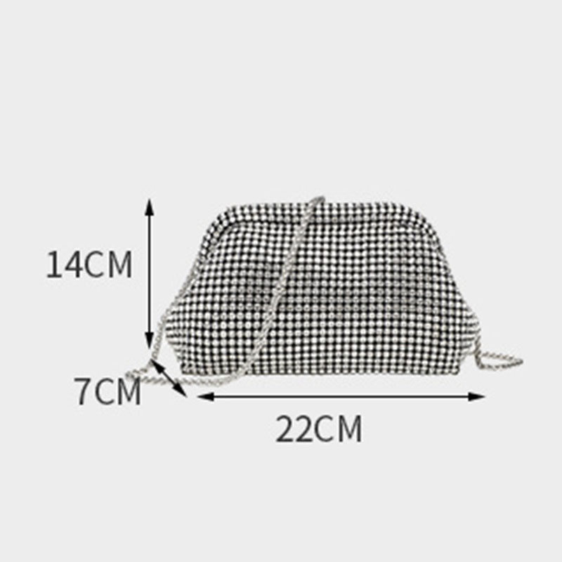 Women's All Over Rhinestone Evening Crossbody Chain Clutch Prom Bag