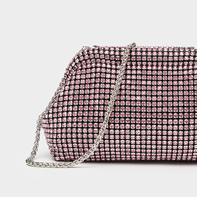 Women's All Over Rhinestone Evening Crossbody Chain Clutch Prom Bag