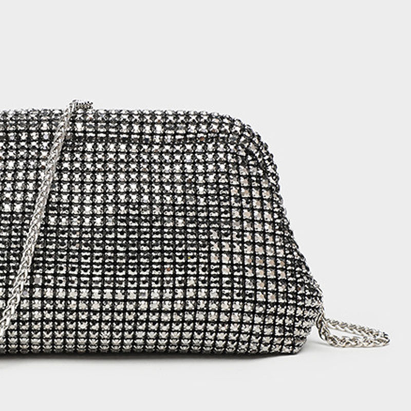 Women's All Over Rhinestone Evening Crossbody Chain Clutch Prom Bag