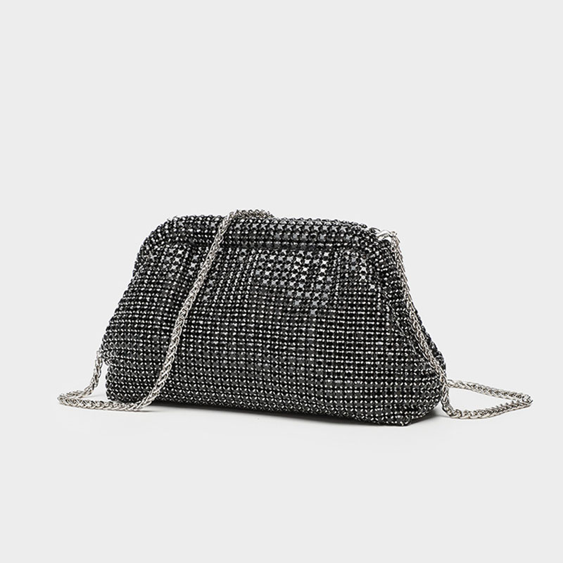 Women's All Over Rhinestone Evening Crossbody Chain Clutch Prom Bag