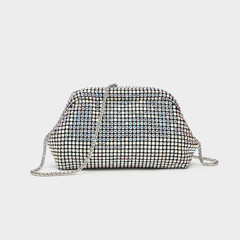Women's All Over Rhinestone Evening Crossbody Chain Clutch Prom Bag