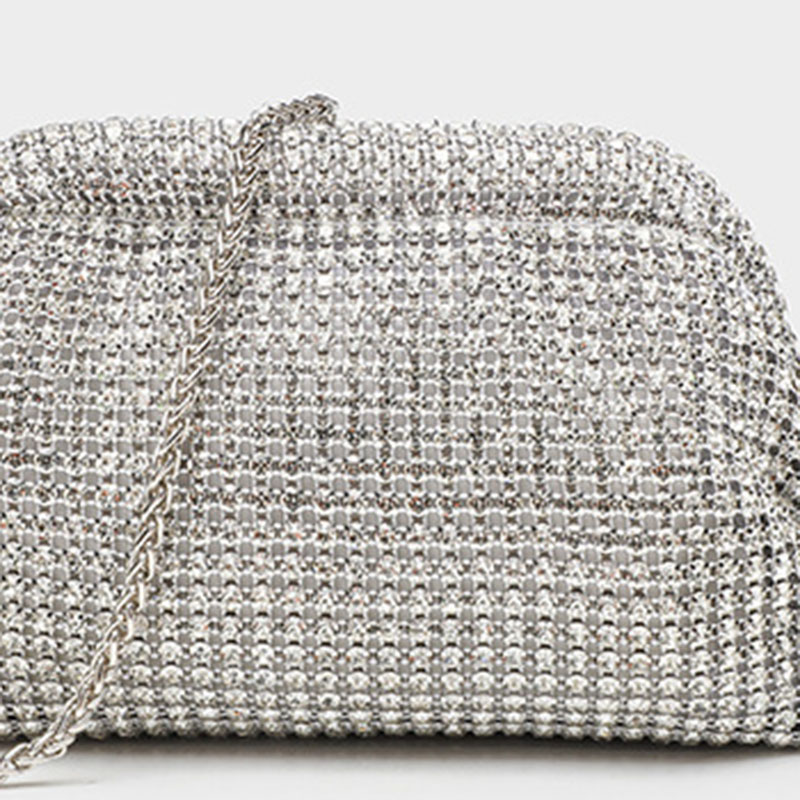 Women's All Over Rhinestone Evening Crossbody Chain Clutch Prom Bag