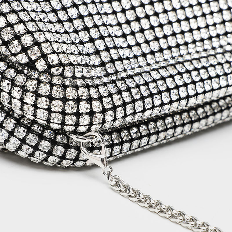 Women's All Over Rhinestone Evening Crossbody Chain Clutch Prom Bag