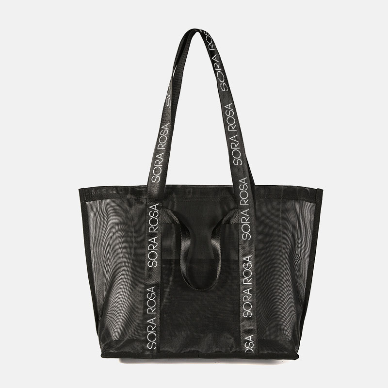 Women's Black Mesh Shoulder Tote