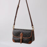 Women's Black Printed Flap Buckle Shoulder Bag with Crossbody Strap