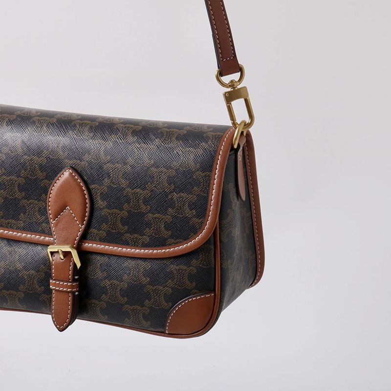 Women's Black Printed Flap Buckle Shoulder Bag with Crossbody Strap