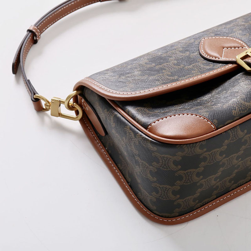 Women's Black Printed Flap Buckle Shoulder Bag with Crossbody Strap
