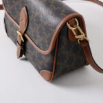 Women's Black Printed Flap Buckle Shoulder Bag with Crossbody Strap