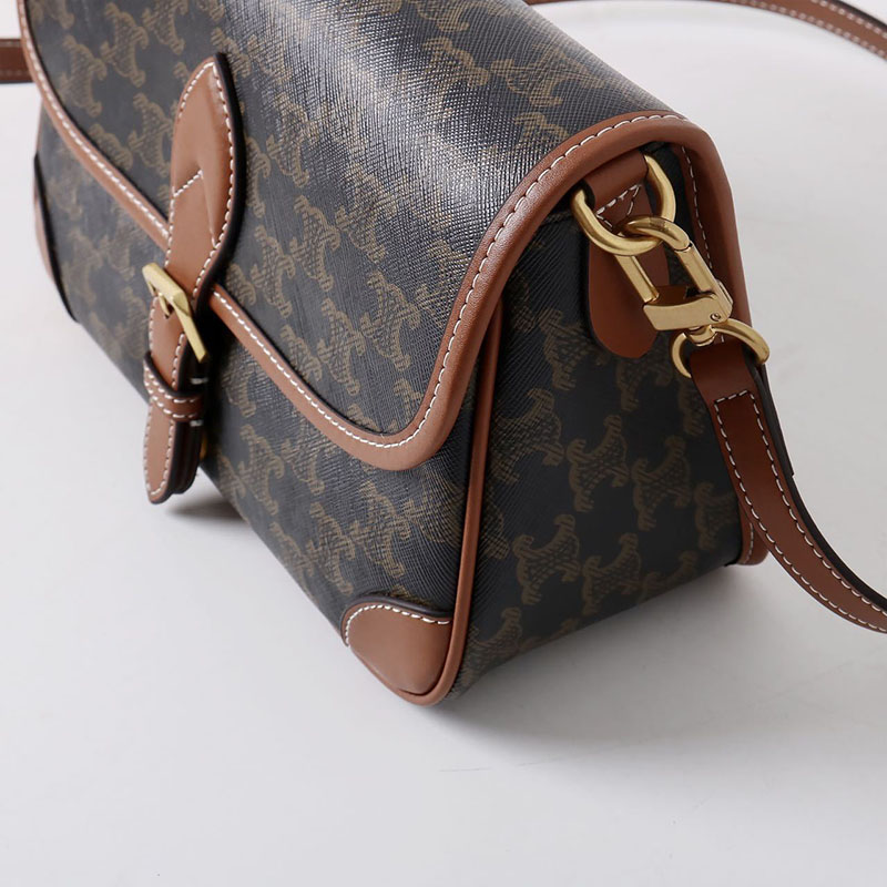 Women's Black Printed Flap Buckle Shoulder Bag with Crossbody Strap